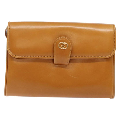 Gucci Vintage Flap Crossbody Bag Leather, BROWN, LEATHER, Shoulder bag