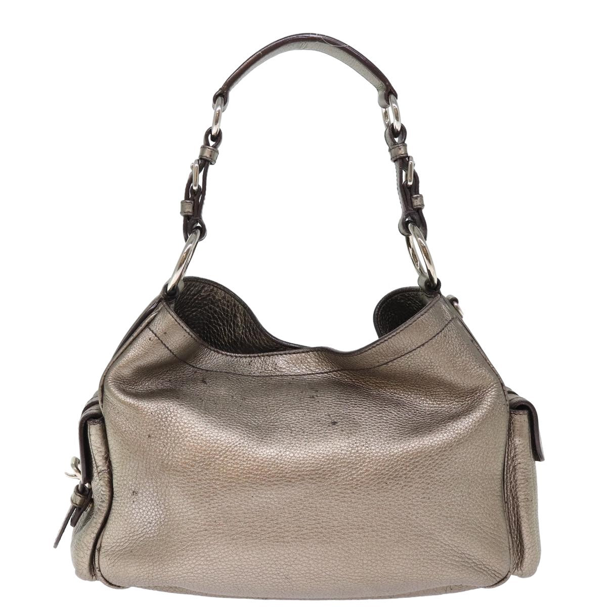 Prada Belted Hobo Vitello Daino, SILVER, LEATHER, Shoulder bag