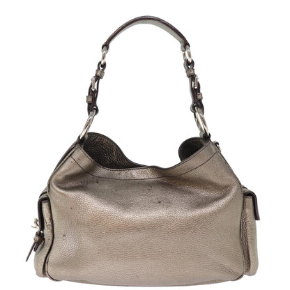 Prada Belted Hobo Vitello Daino, SILVER, LEATHER, Shoulder bag