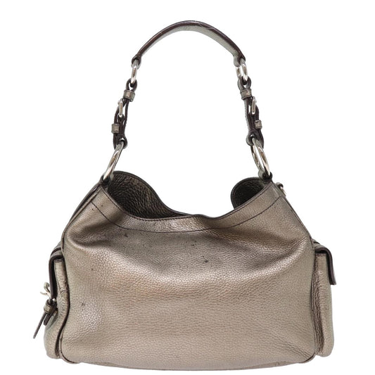 Prada Belted Hobo Vitello Daino, SILVER, LEATHER, Shoulder bag