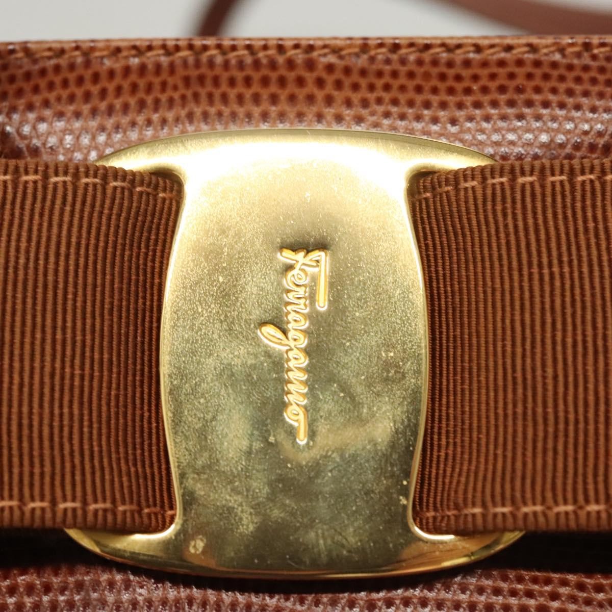 Salvatore Ferragamo Convertible Vara Bow Tote Leather, BROWN, LEATHER, Handbag