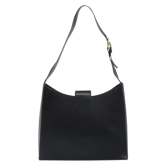 Salvatore Ferragamo Gancio Flap Hobo Leather, BLACK, LEATHER, Shoulder bag