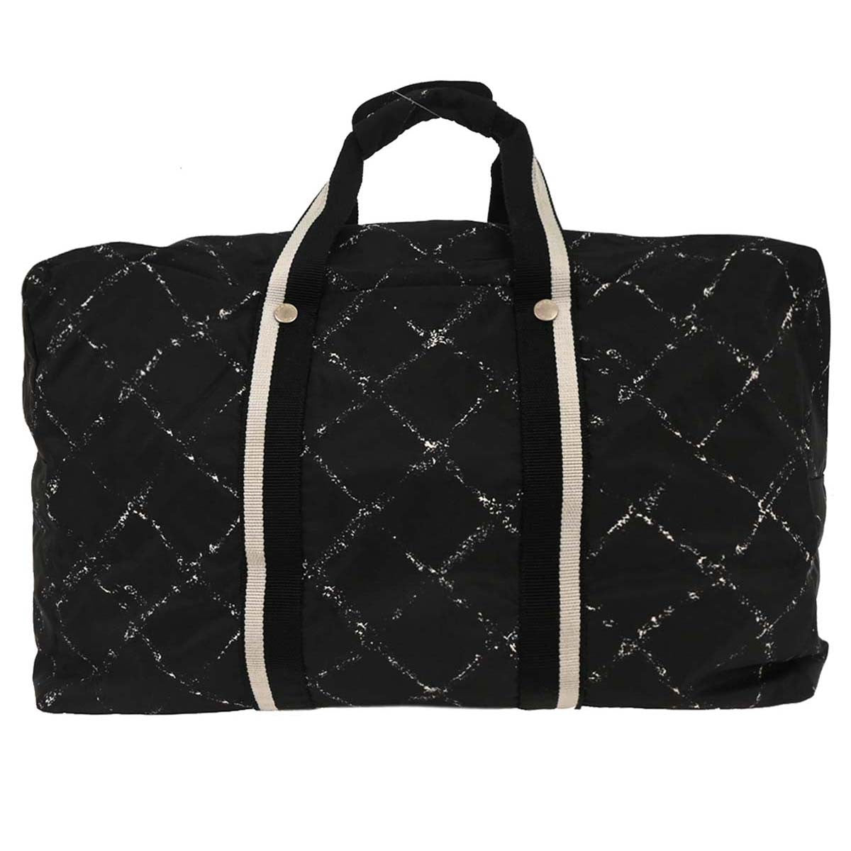 Chanel Travel Line Duffle Bag Printed Nylon, BLACK, NYLON, Travel bag