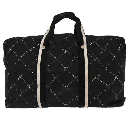 Chanel Travel Line Duffle Bag Printed Nylon, BLACK, NYLON, Travel bag