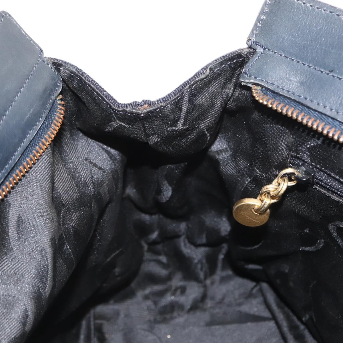 Salvatore Ferragamo Vala Handbag Canvas, NAVY, CANVAS, Handbag