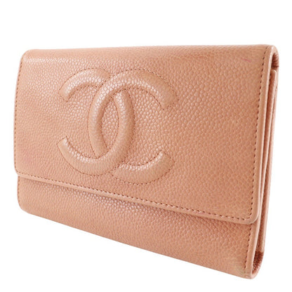 Chanel CC Trifold Flap Wallet Leather, PINK, LEATHER, Wallets