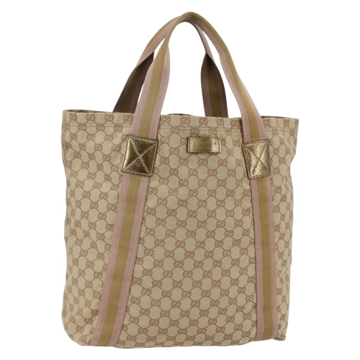 Gucci Original Web Tote GG Canvas, BEIGE, CANVAS, Tote bag
