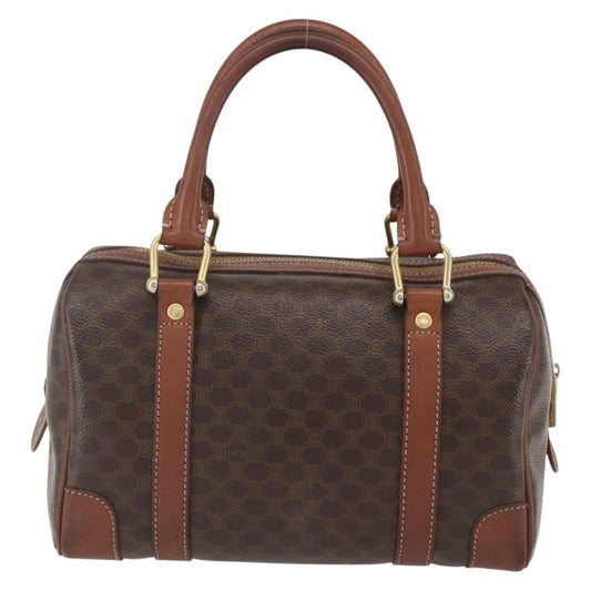 Celine Vintage Macadam Handbag Canvas and Leather, BROWN, CANVAS, Shoulder bag