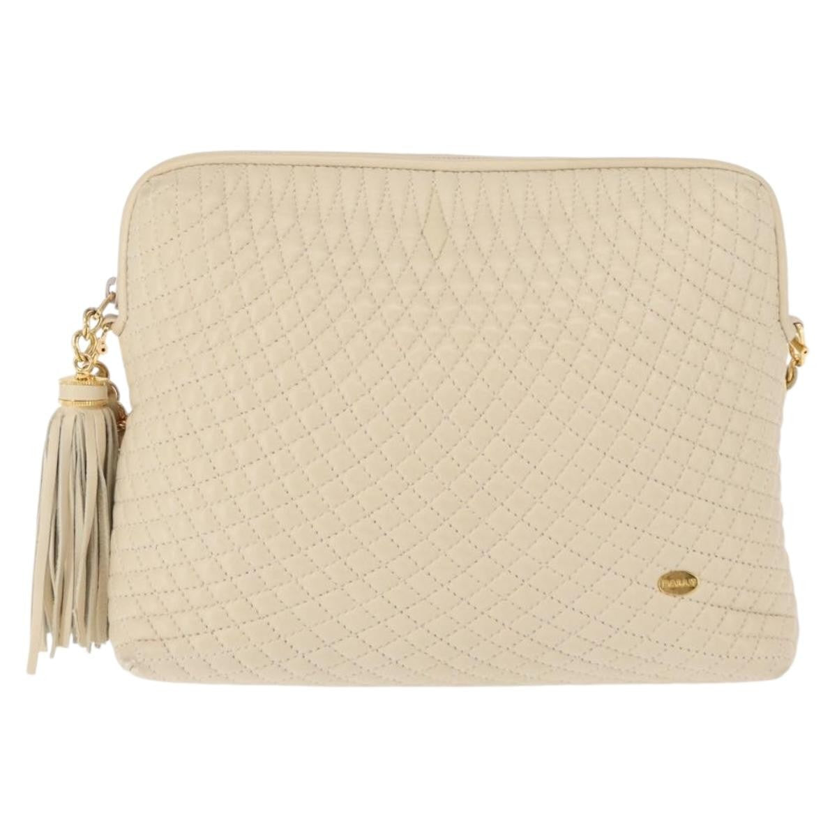 Bally Vintage Chain Shoulder Bag Quilted Leather, Beige, Leather, Shoulder Bag