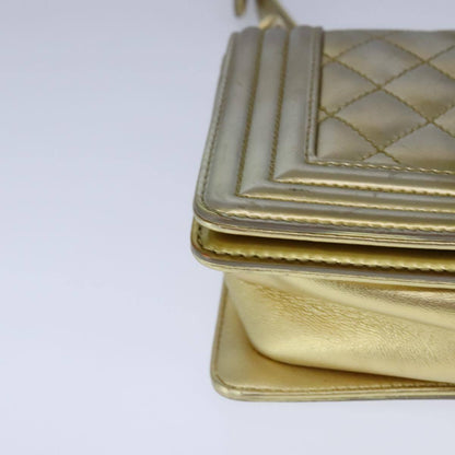 Chanel Boy Flap Bag Quilted Patent, GOLD, PATENT_LEATHER, Shoulder bag