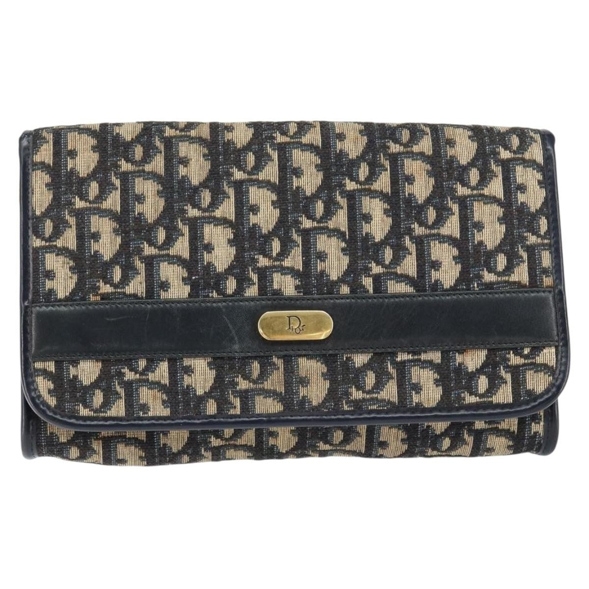 Christian Dior Vintage Trotter Shoulder Bag Canvas, NAVY, CANVAS, Shoulder bag