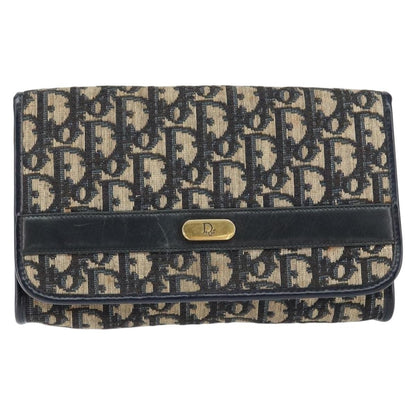 Christian Dior Vintage Trotter Shoulder Bag Canvas, NAVY, CANVAS, Shoulder bag