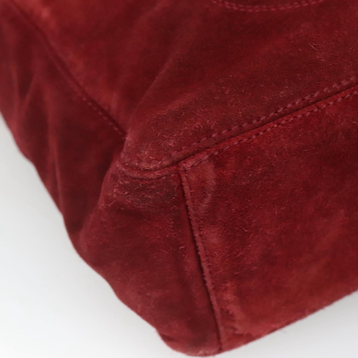 Chanel Vintage Resin Chain Tote Suede, RED, SUEDE, Tote bag