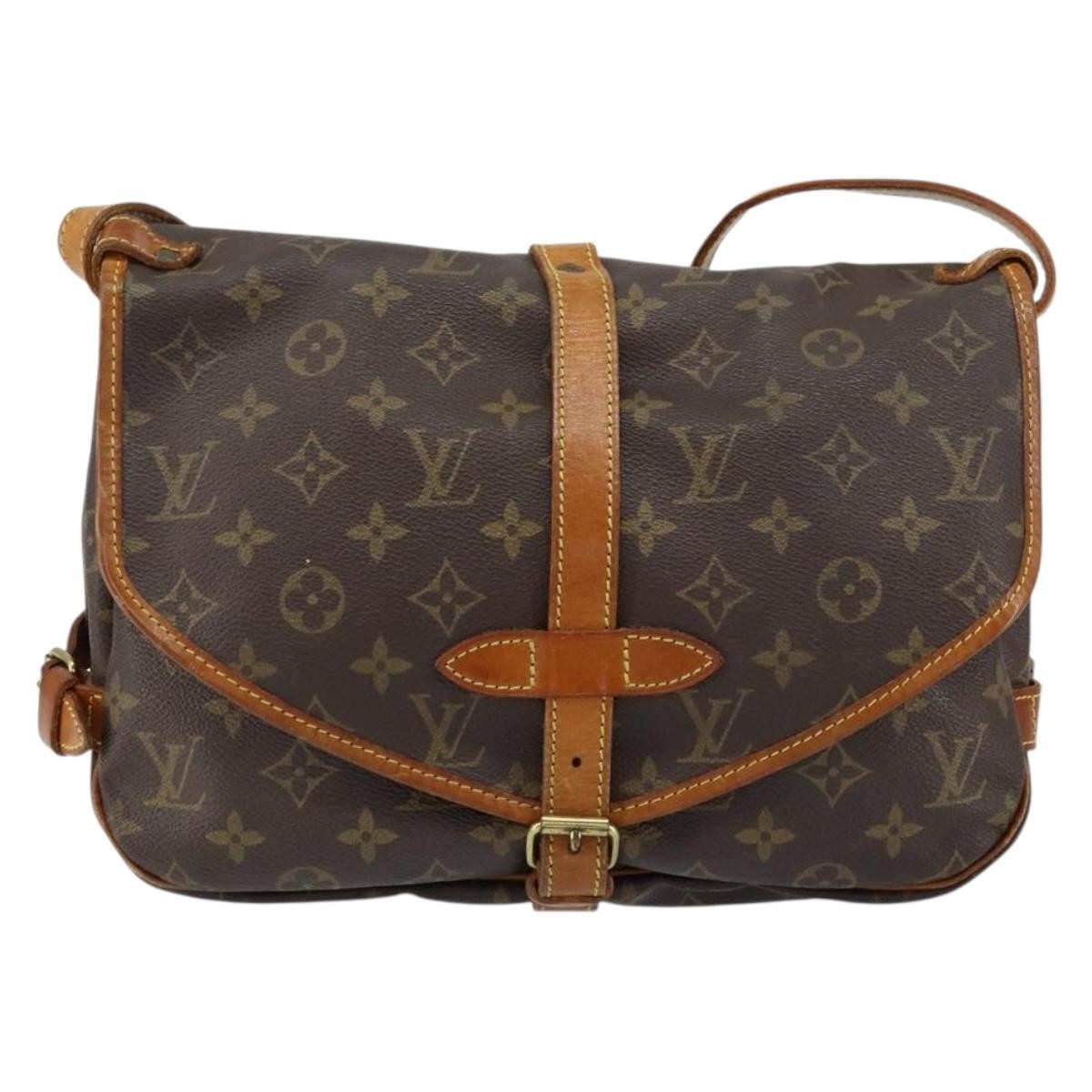 Louis Vuitton Saumur Handbag Monogram Canvas, BROWN, CANVAS, Shoulder bag