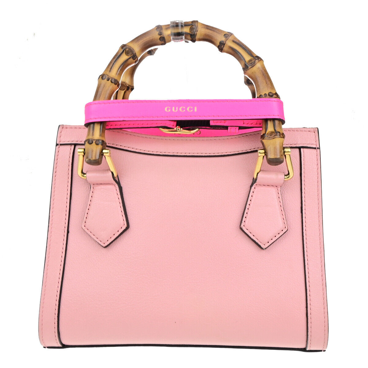 Gucci Diana NM Bamboo Handle Tote Leather, PINK, LEATHER, Tote bag