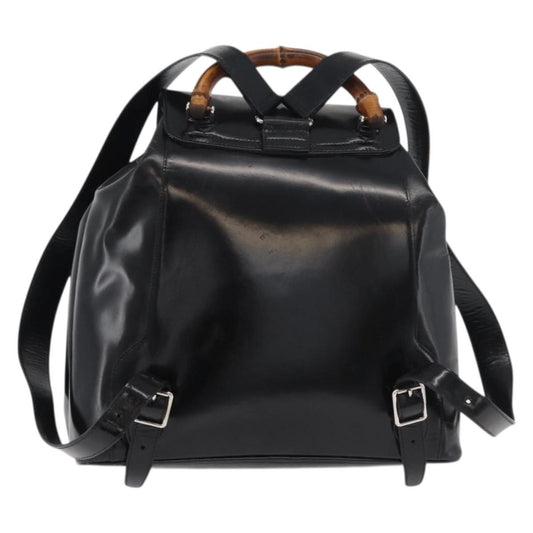 Gucci Vintage Bamboo Backpack Patent leather, Black, Patent Leather, Backpack