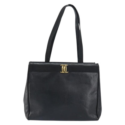 Salvatore Ferragamo Vintage Vara Bow Tote Lizard Embossed Leather, BLACK, LEATHER, Tote bag