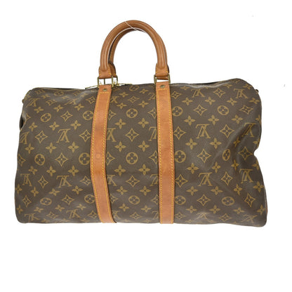 Louis Vuitton Keepall Bandouliere Bag Monogram Canvas, BROWN, CANVAS, Travel bag