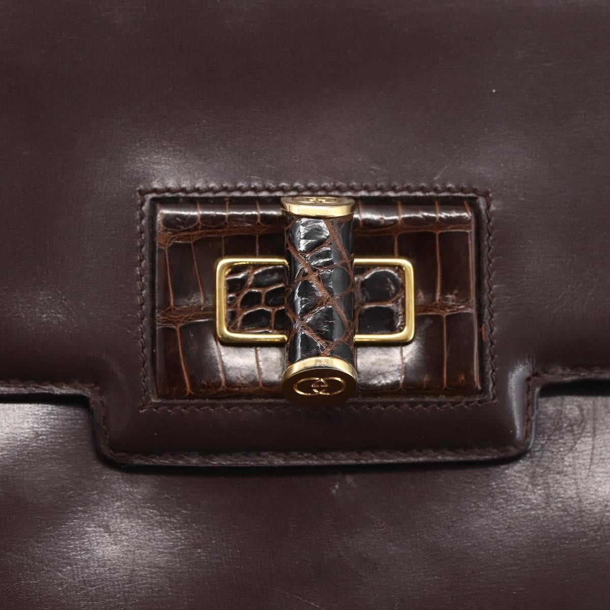 Gucci Vintage Shoulder Bag Leather, BROWN, LEATHER, Shoulder bag