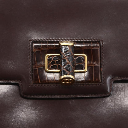 Gucci Vintage Shoulder Bag Leather, BROWN, LEATHER, Shoulder bag