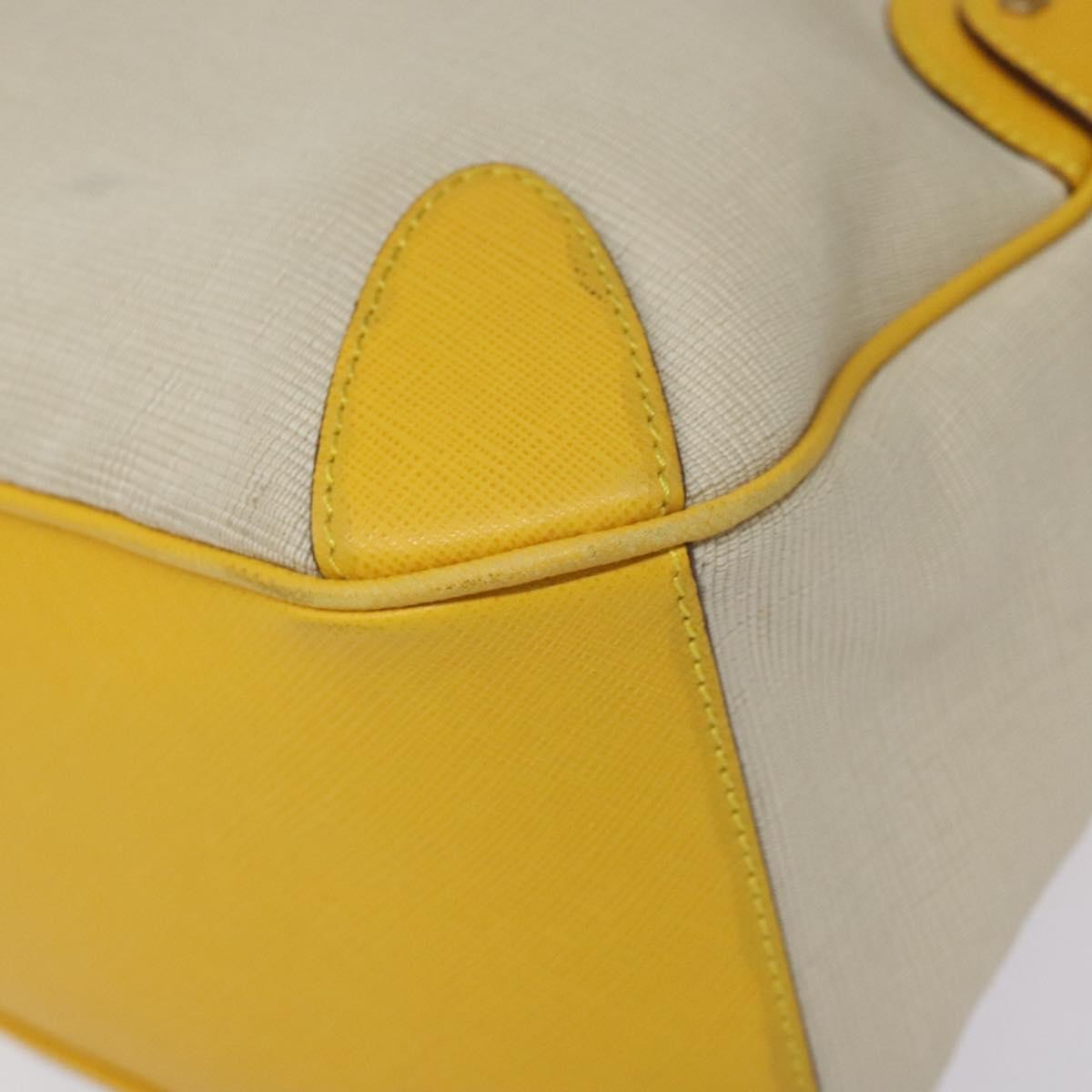 Salvatore Ferragamo Gancini handbag Canvas and Leather, YELLOW, CANVAS, Handbag