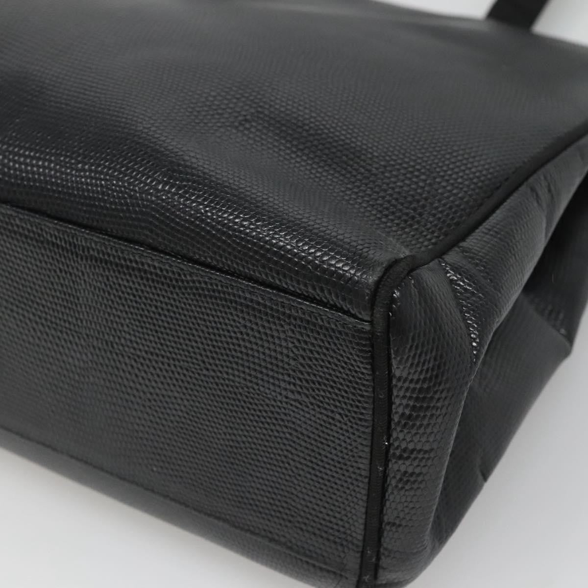 Salvatore Ferragamo Vintage Vara Bow Tote Lizard Embossed Leather, BLACK, LEATHER, Tote bag