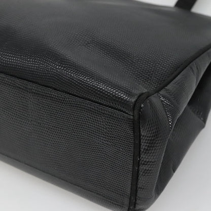 Salvatore Ferragamo Vintage Vara Bow Tote Lizard Embossed Leather, BLACK, LEATHER, Tote bag