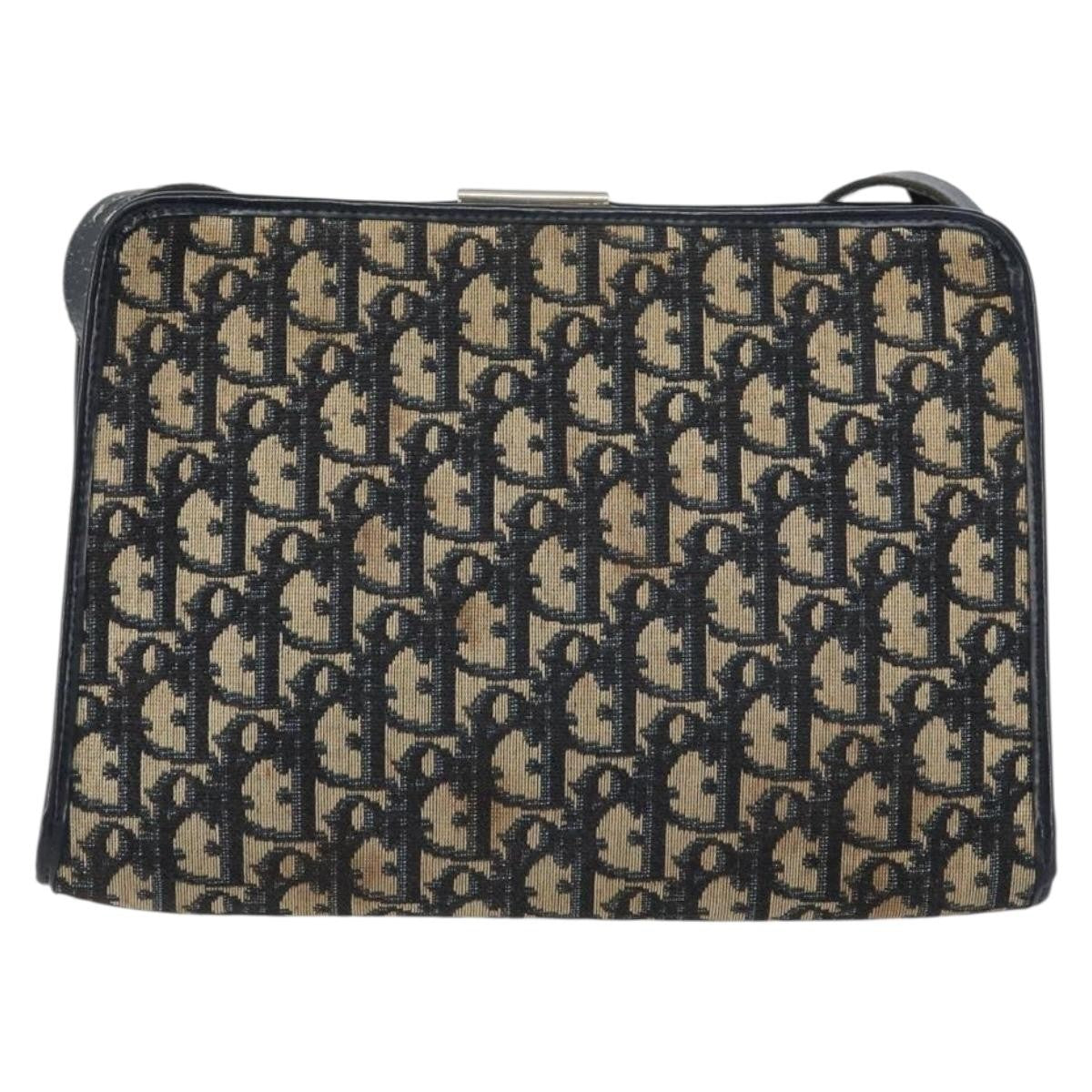 Christian Dior Vintage Trotter Shoulder Bag Canvas, NAVY, CANVAS, Shoulder bag