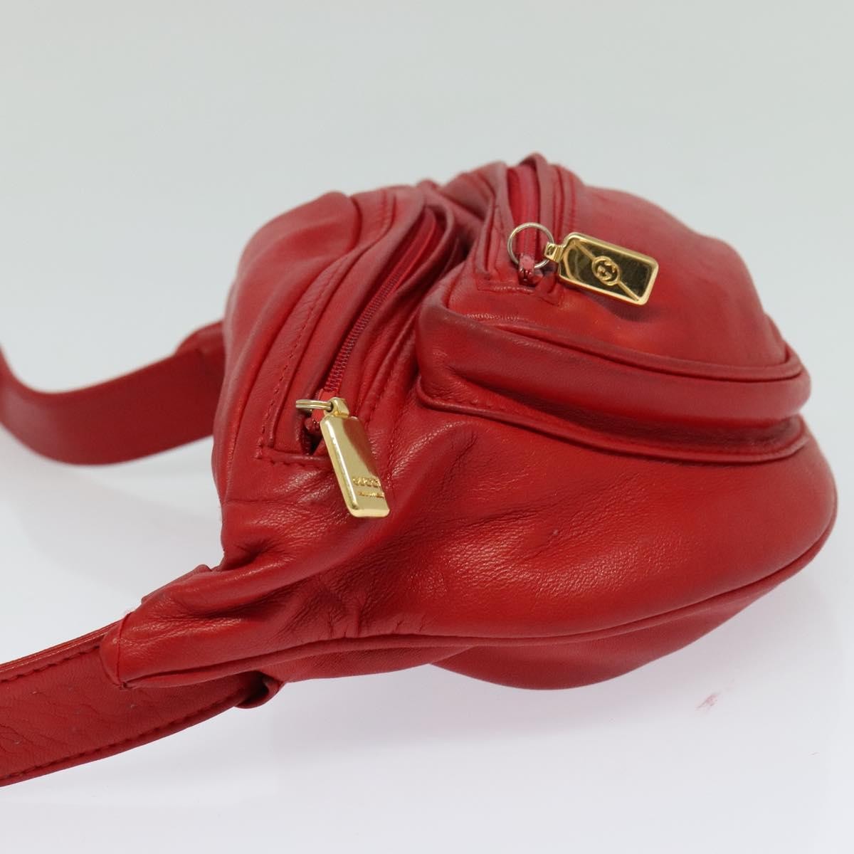 Gucci Waist Bag Leather, RED, LEATHER, Shoulder bag