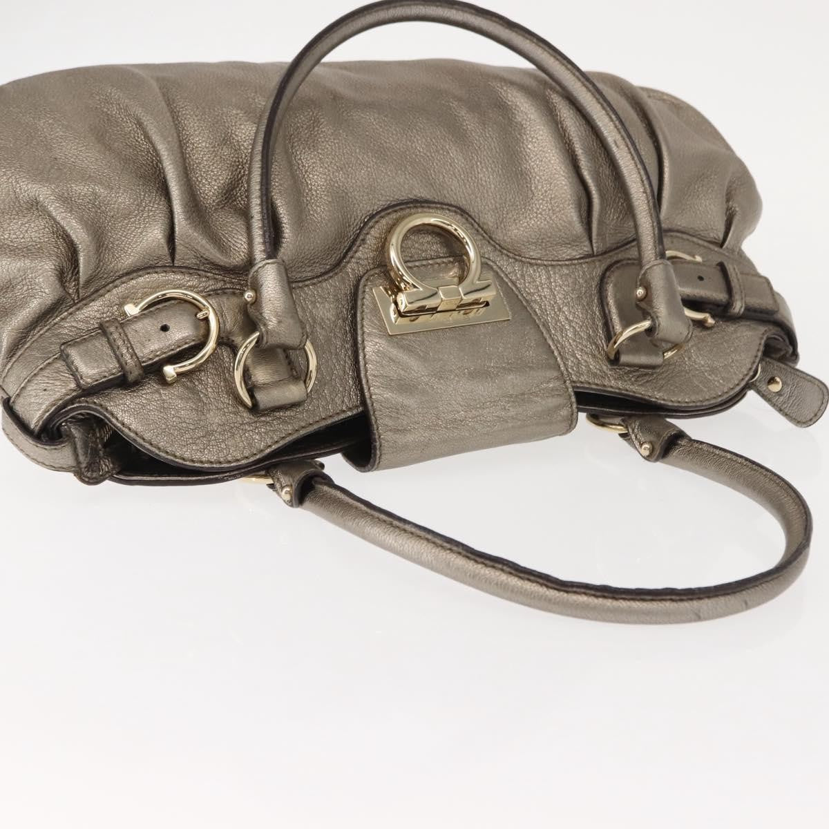 Salvatore Ferragamo Gancini Tote Leather, GOLD, LEATHER, Tote bag