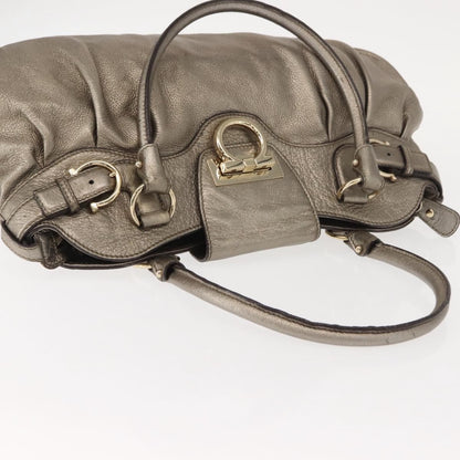 Salvatore Ferragamo Gancini Tote Leather, GOLD, LEATHER, Tote bag