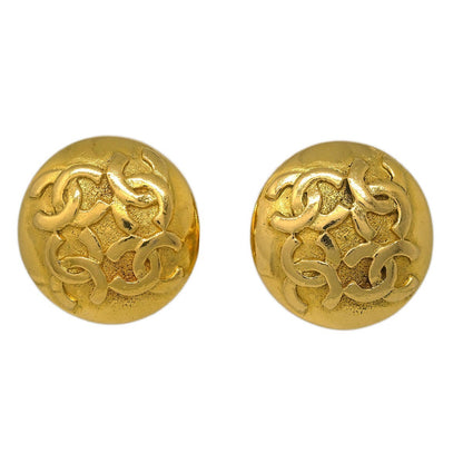 Chanel CC Round Earrings Metal, GOLD, GOLD_PLATED, Earrings