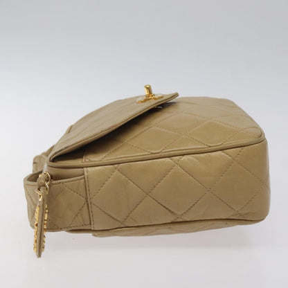 Chanel Vintage Front Pocket Camera Shoulder Bag Leather, BEIGE, LEATHER, Shoulder bag