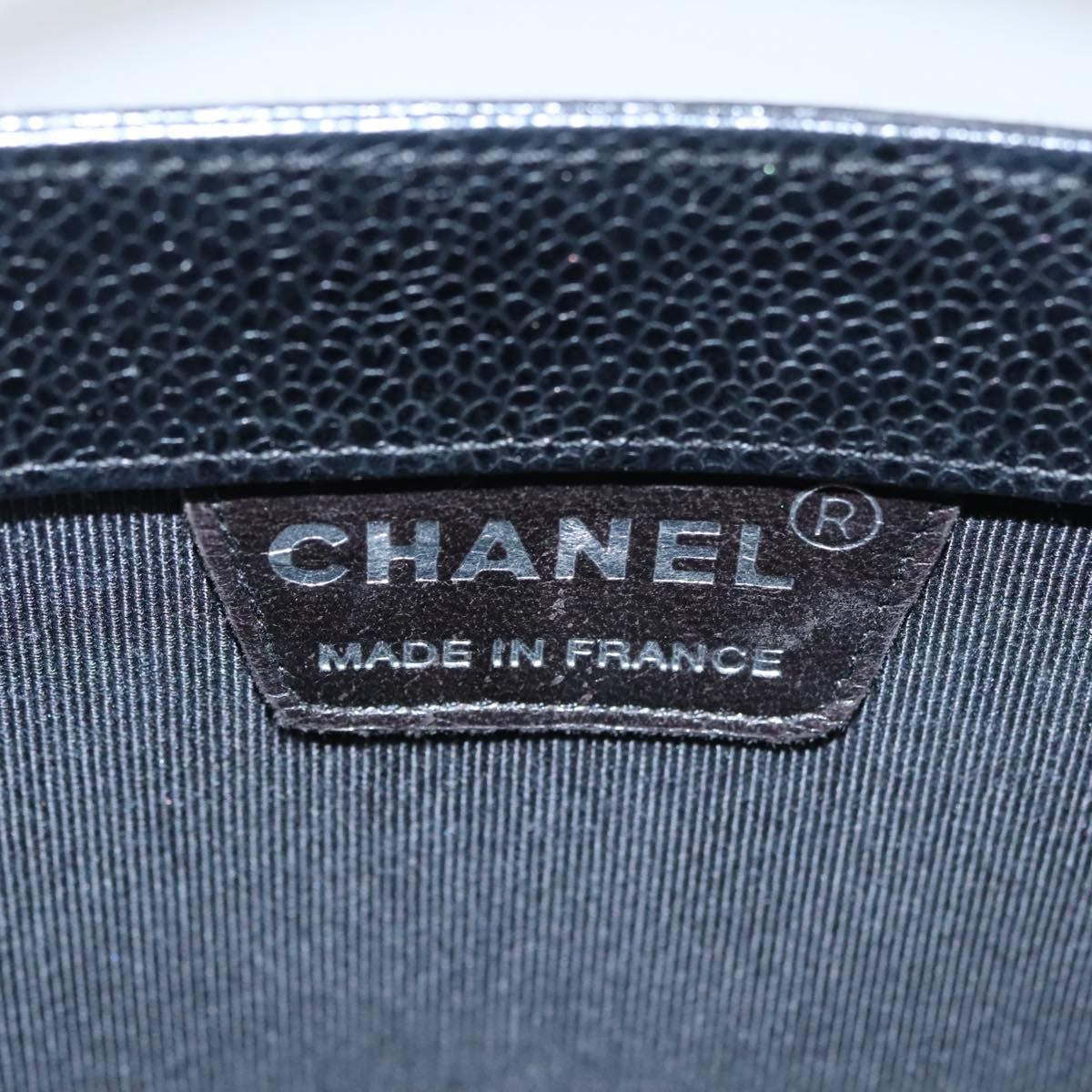 Chanel Vintage Metal Ring Tote Leather, BLACK, LEATHER, Tote bag