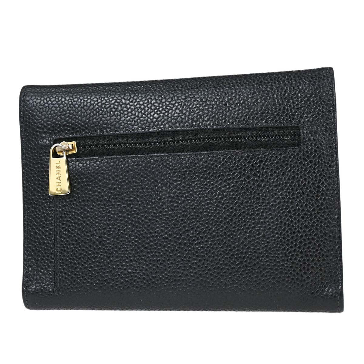 Chanel Timeless CC French Wallet Caviar, Black, Calfskin, Wallet
