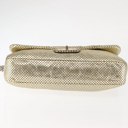 Chanel Drill Flap Bag Perforated Leather, GOLD, LEATHER, Handbag