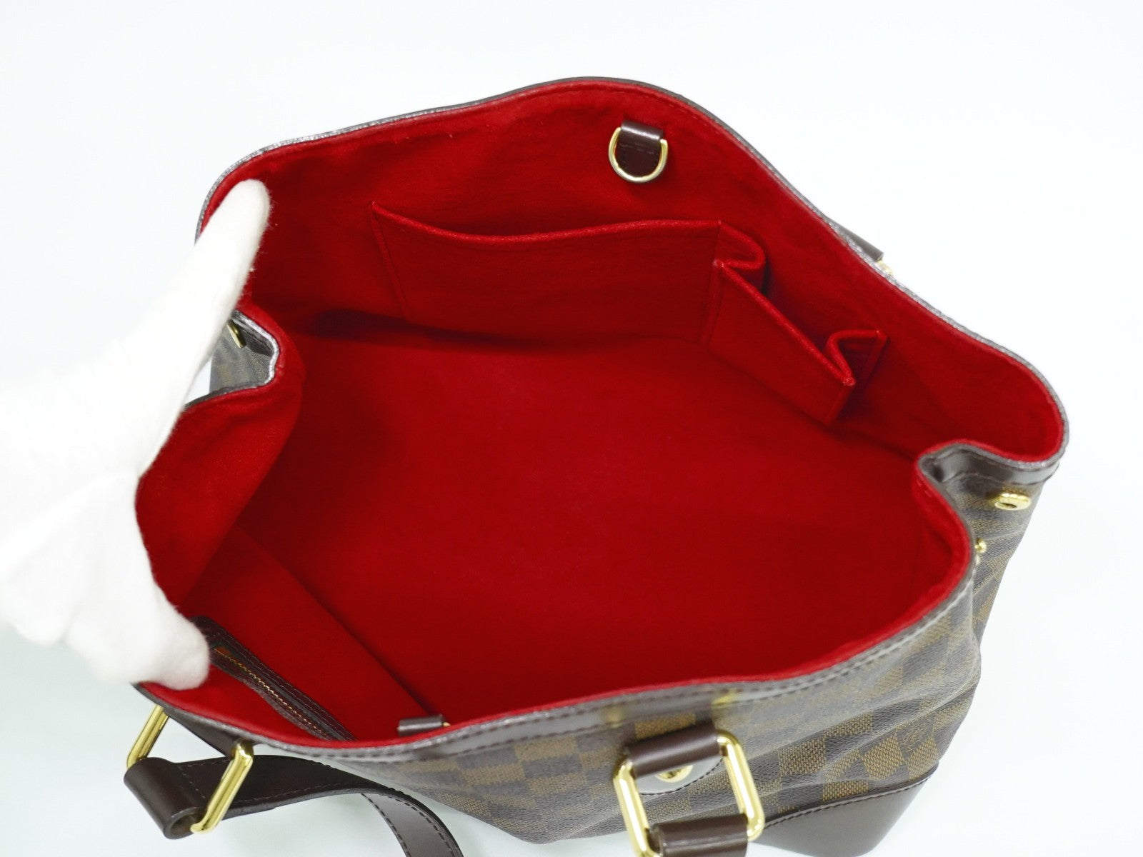 Louis Vuitton Hampstead Handbag Damier, BROWN, CANVAS, Handbag