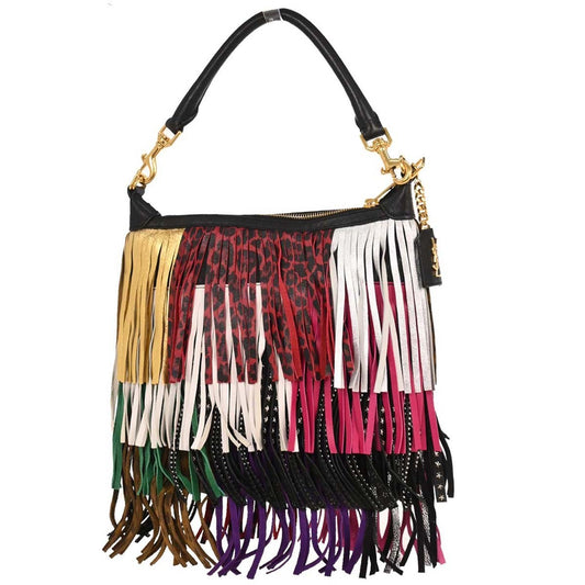 Saint Laurent Emmanuelle Hobo Fringe Leather, MULTICOLOUR, LEATHER, Handbag