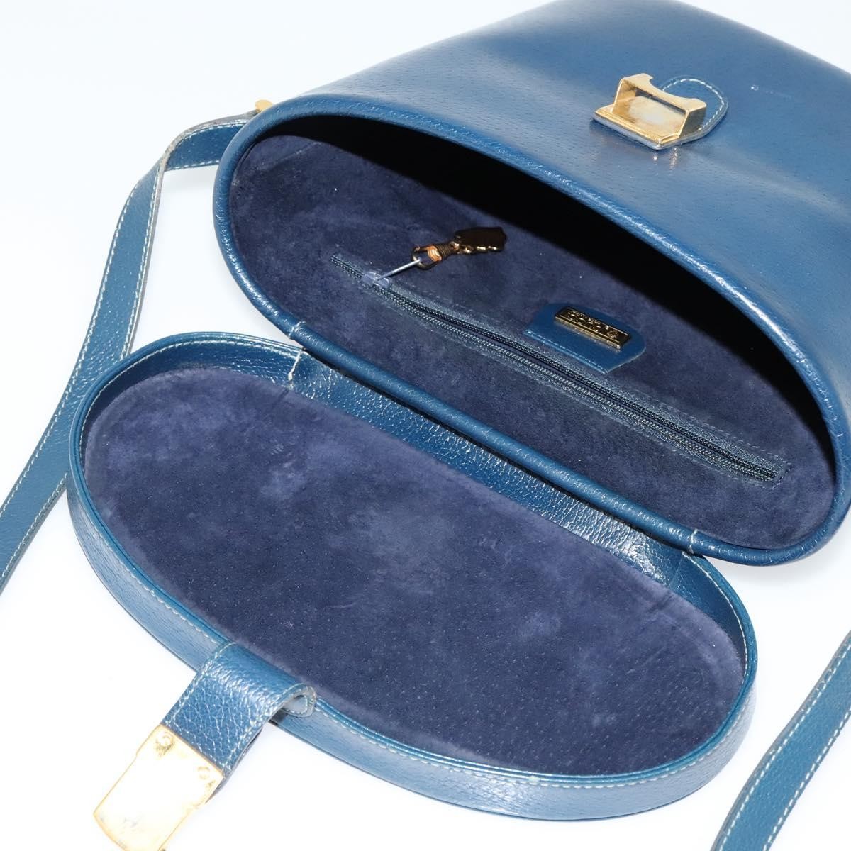 Gucci Vintage Shoulder Bag Leather, BLUE, LEATHER, Shoulder bag