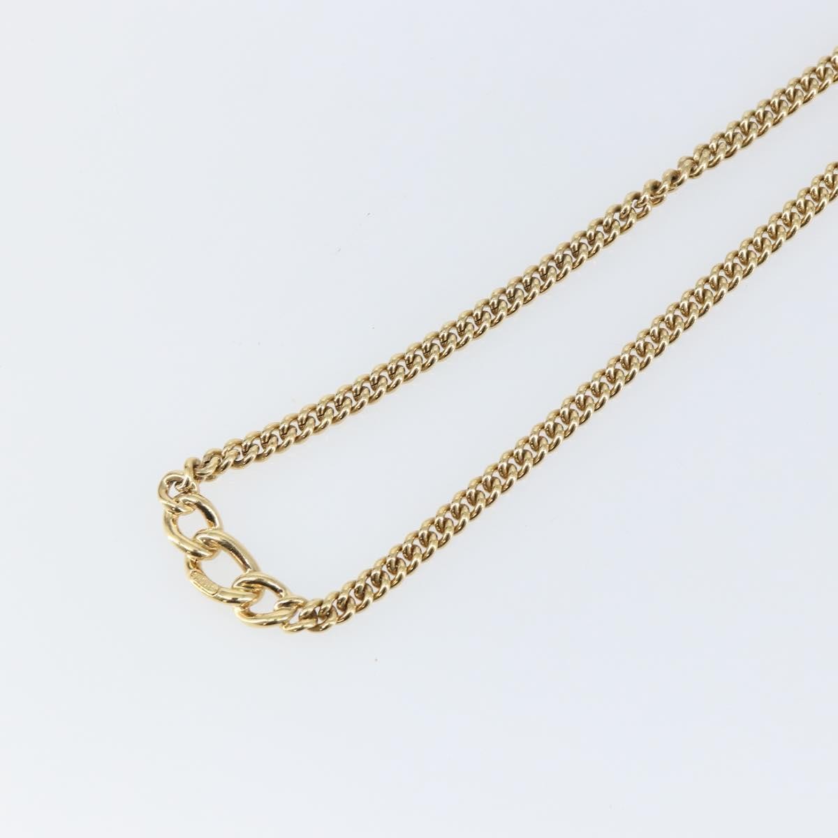 Christian Dior CD Chain Link Necklace Metal with Crystals, GOLD, METAL, Necklace