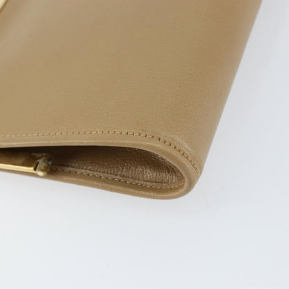 Christian Dior Logo Pouch Leather, BEIGE, LEATHER, Clutche & pouche