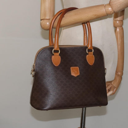 Celine Vintage Macadam Handbag Canvas, BROWN, CANVAS, Handbag