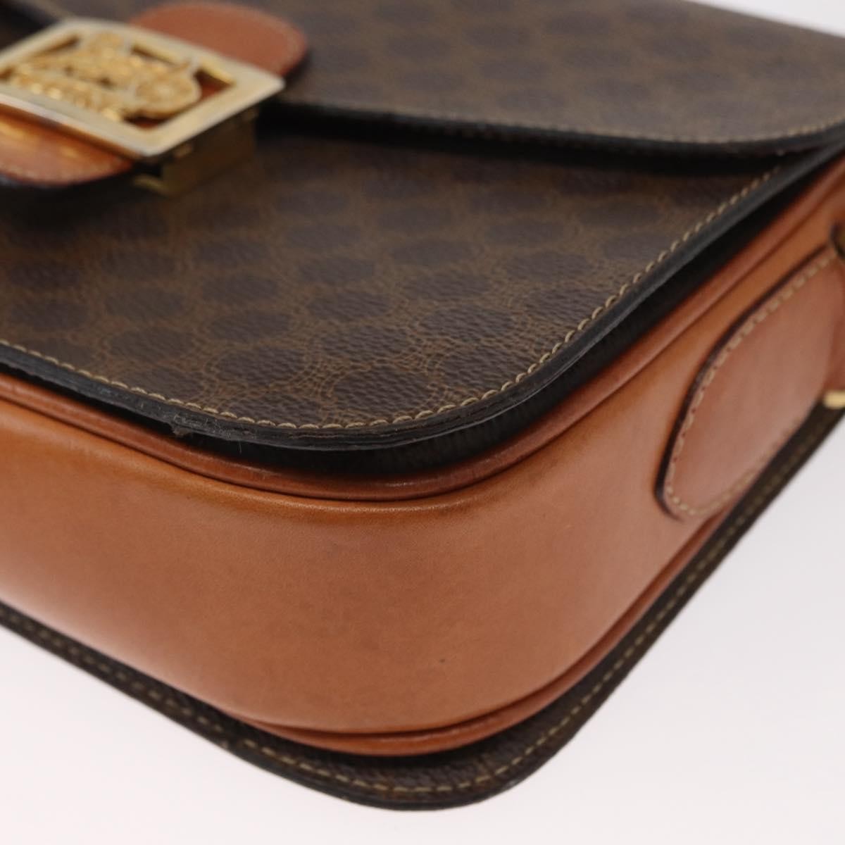 Celine Macadam Shoulder Bag PVC Leather, BROWN, CANVAS, Shoulder bag