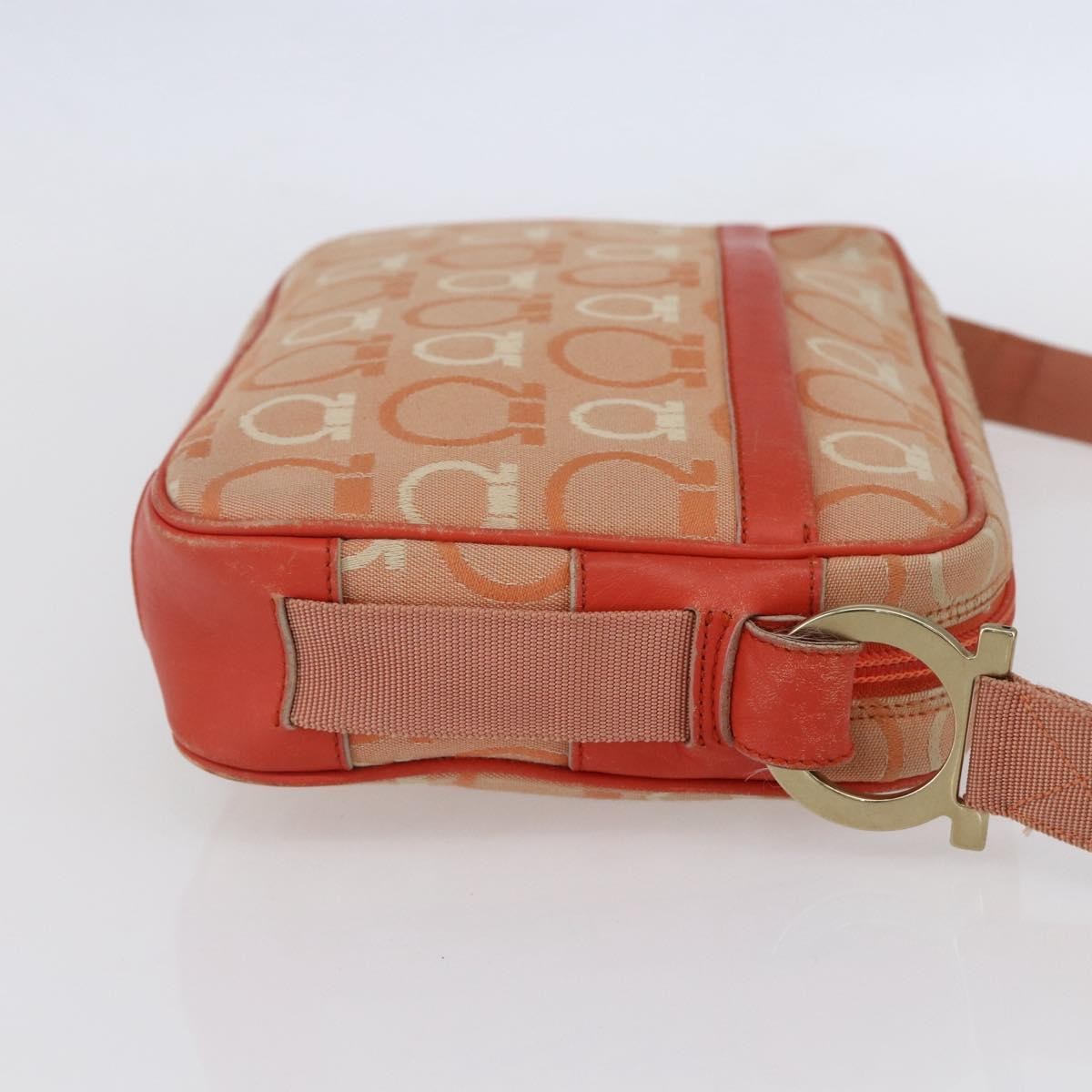 Salvatore Ferragamo Gancini Shoulder Bag Canvas, ORANGE, CANVAS, Shoulder bag