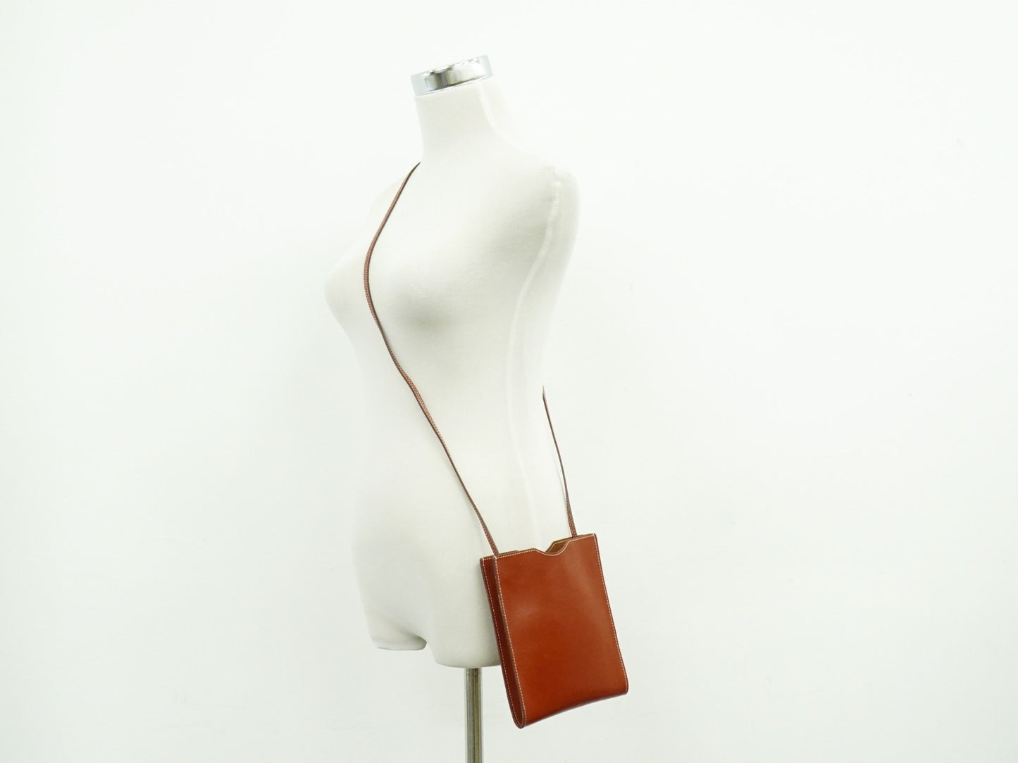Hermes Onimaitou Pochette Box Calf, BROWN, LEATHER, Clutche & pouche