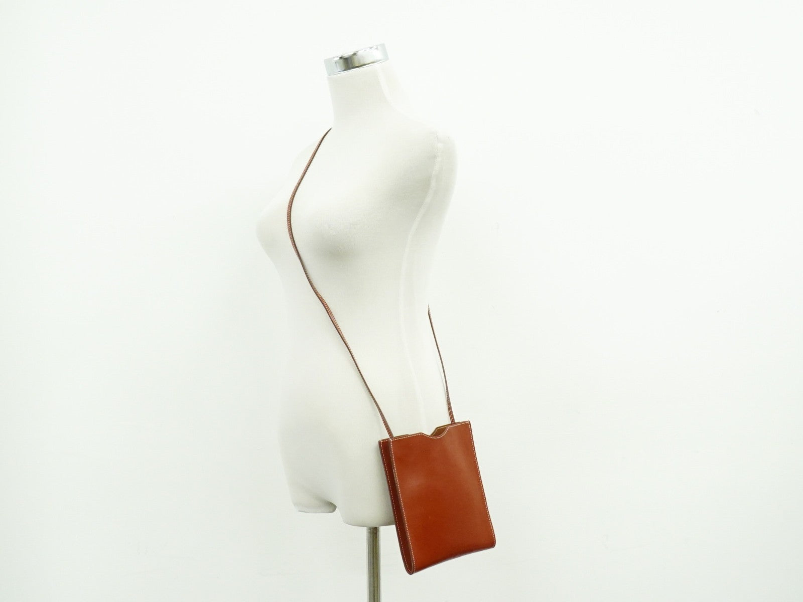 Hermes Onimaitou Pochette Box Calf, BROWN, LEATHER, Clutche & pouche