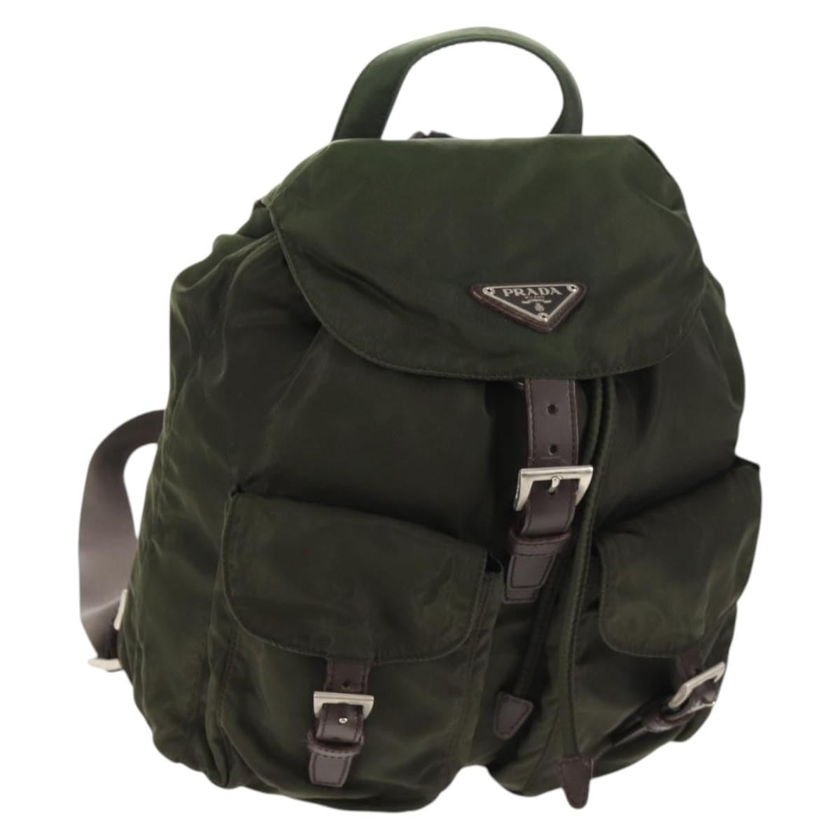 Prada Double Front Pocket Backpack Tessuto, KHAKI, NYLON, Backpack