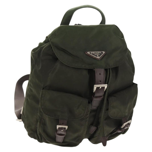 Prada Double Front Pocket Backpack Tessuto, KHAKI, NYLON, Backpack