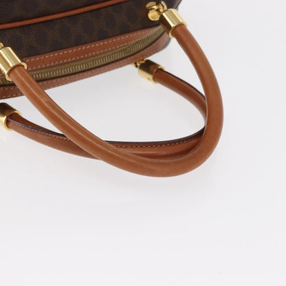 Celine Vintage Macadam Handbag Canvas and Leather, BROWN, CANVAS, Handbag