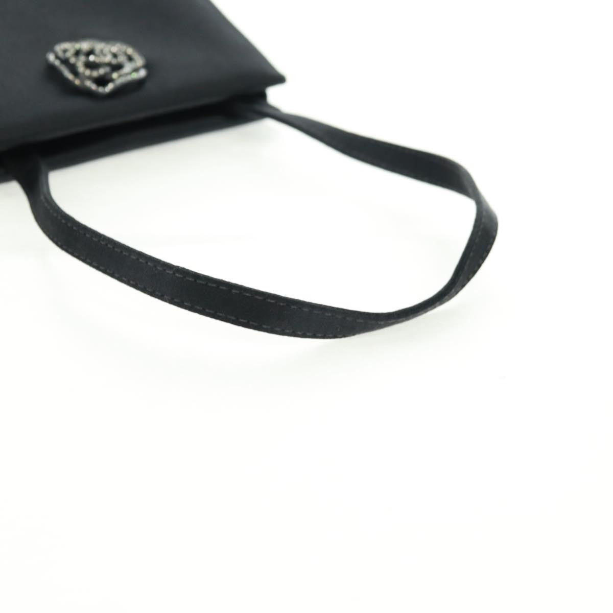 Chanel Vintage Crystal Camellia Evening Bag Satin, BLACK, SATIN, Shoulder bag